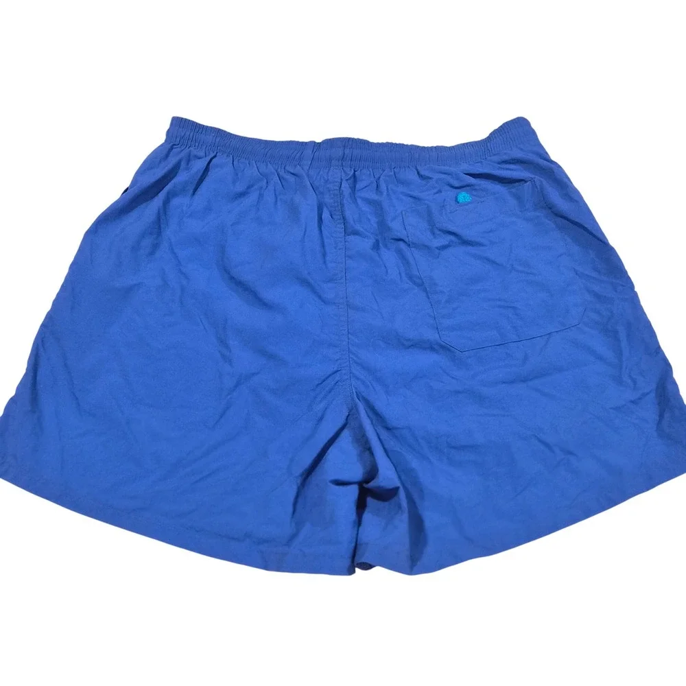 Vintage Cheetah Mervyns Mens Blue Nylon Swim Trunks Shorts Size M Mesh Lining